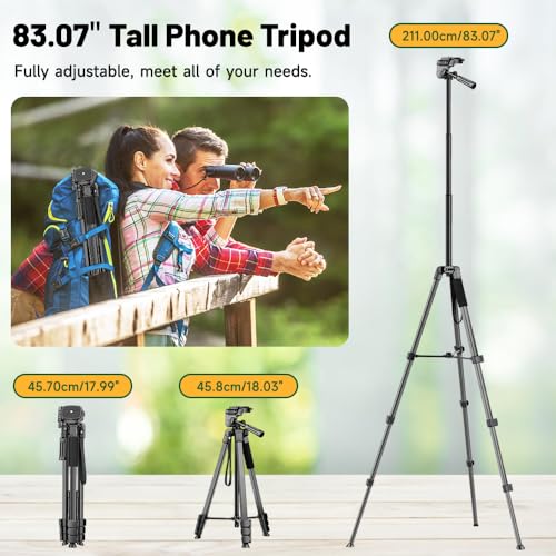 Image of Victiv 210cm Aluminum Tripod Mobile Holder, 2-in-1 Lightweight Tripod Stand for Phone and Camera with Detachable Center Column as Selfie Stick, Ideal for Cooking, Overhead Shots and Live Streaming