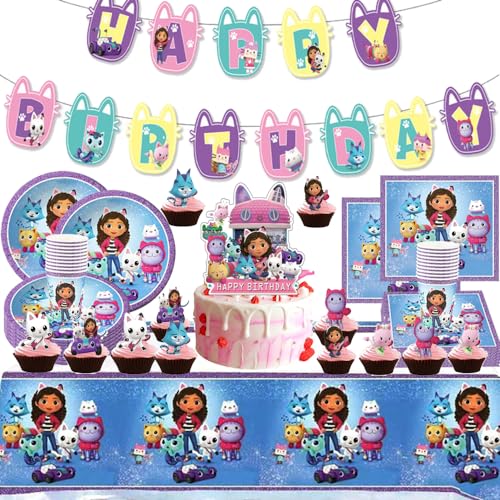 Gaibi Juego de vajilla de fiesta decorativa, decoración de cumpleaños, pancarta de feliz cumpleaños, decoración de cumpleaños infantil, accesorios para fiestas de cumpleaños