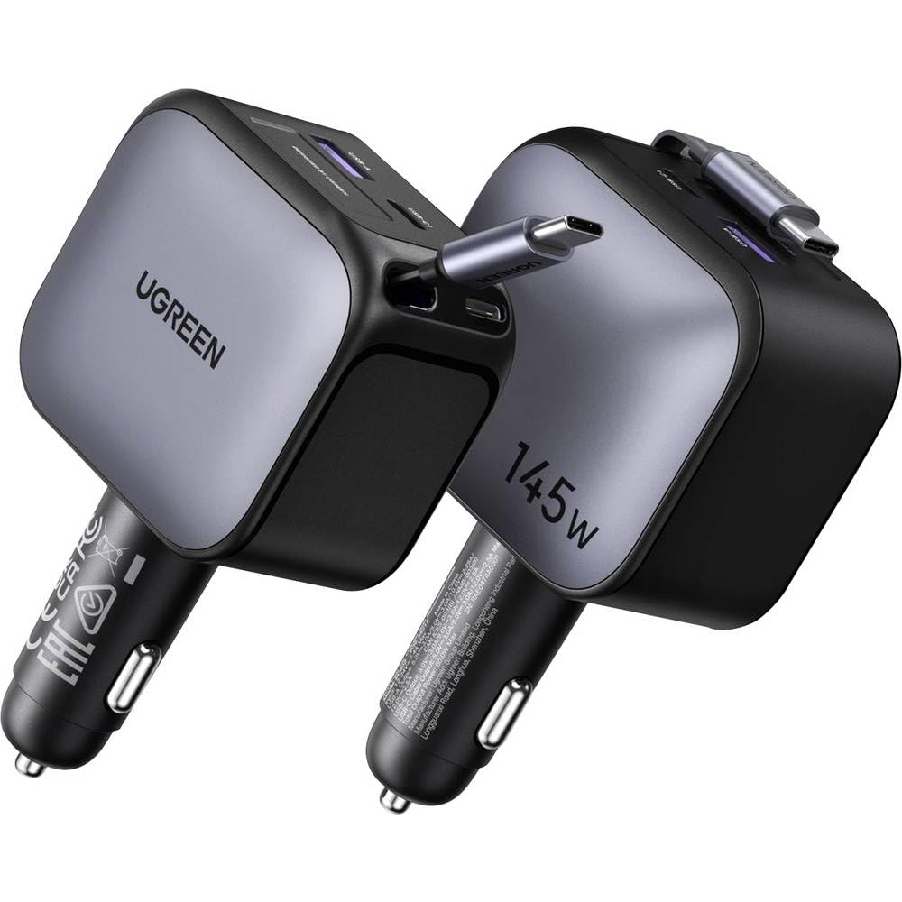 Cargador de coche – UGREEN – 145 W – con cable retráctil