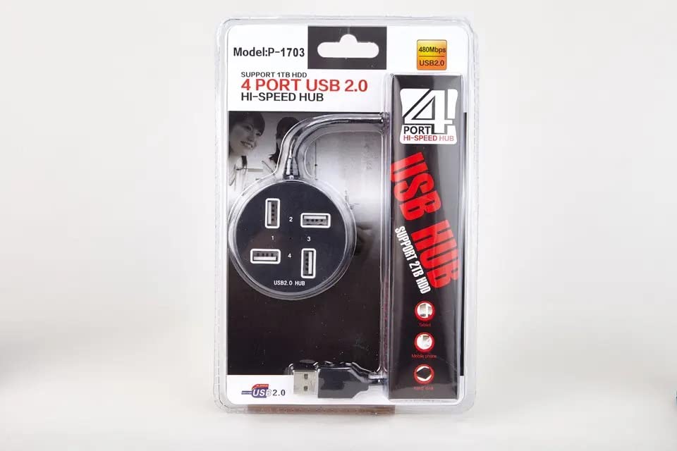Image of XIKKART 4 Port USB hub, High Speed 4 Port USB 2.0 Multi HUB Splitter Expansion Round Shaped 4 Port USB 2.0 with Support Up to 1TB Multi Hub Adapter for Desktop PC