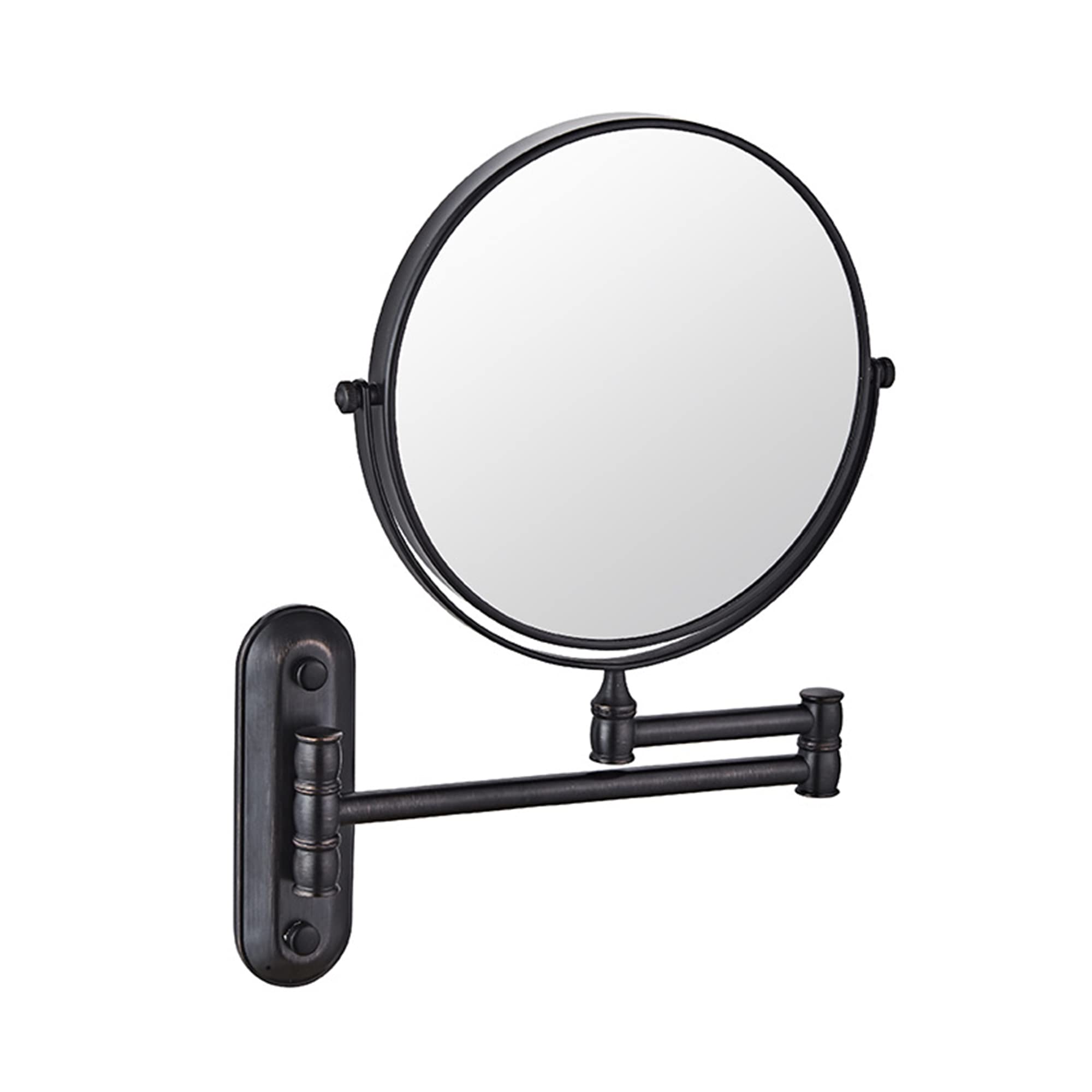 BKSXSOP Wall-Mounted Makeup Mirror with 10X Magnification, 5X Shaving Mirror, 20.3 cm Extendable & Foldable, Double-Sided, Matte Black Finish - Perfect for Bathroom Use