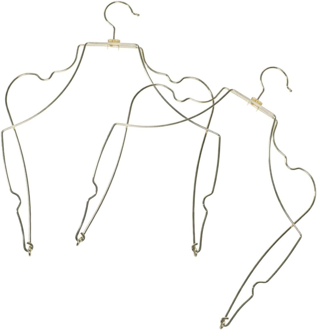 ABOOFAN 2pcs Metal Swimsuit Display Hangers Foldable Bathing Suit Drying Rack with Gold Finish, and Bikini Hangers for Retail Or Home Use