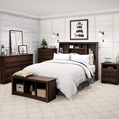 Prepac Espresso Full/Queen Tall Slant-Back Bookcase Headboard #TOP6