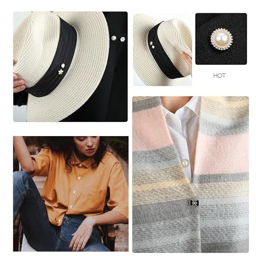 Image of ARLICORPING 20Pcs Women Shirt Brooch Pearl No Sew Button Pins Instant Jeans Safety Pin