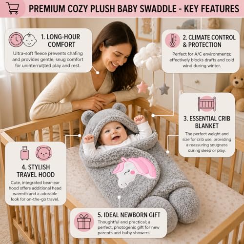 Image of BRANDONN Baby Blanket Newborn Gift Pack of Swaddle Wrapper, 0-9 Months, Length 68 cm x Width 68 cm