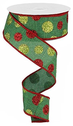 Lime Green Iridescent Glitter Ribbon - 1.5 Inch Wide X 10 Yards, Wired Edge For Crafts & Gift Wrapping