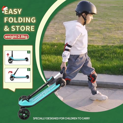 Image of besrey 3 Wheel Scooter for Kids Ages 3-10 with 4 Adjustable Height | LED Light Wheels, Foldable Toddler Scooter, Extra Deck, Lean-to-Steer Design, Sturdy and Safe