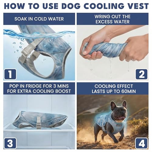 Image of Spark Paws Dog Cooling Vest - SPF 50 UV Sun Protection - Summer Heat Relief Gear for Dogs, Lightweight, Evaporative Cooling - Dog Anxiety Relief Vest During Hot Days - Ice Blue, Small