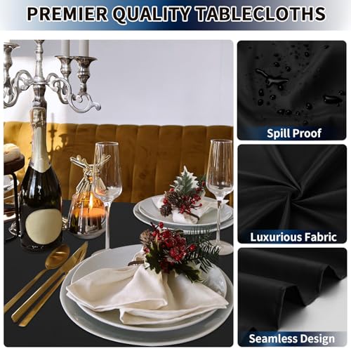 PureFit 6 Pack Rectangle Black Table Cloths 60 x 102 Inch for 6Ft Tables, Stain and Wrinkle Resistant Table Linens for Home Use, Wedding, Party, Banquet and Camping by PureFit - Image 2