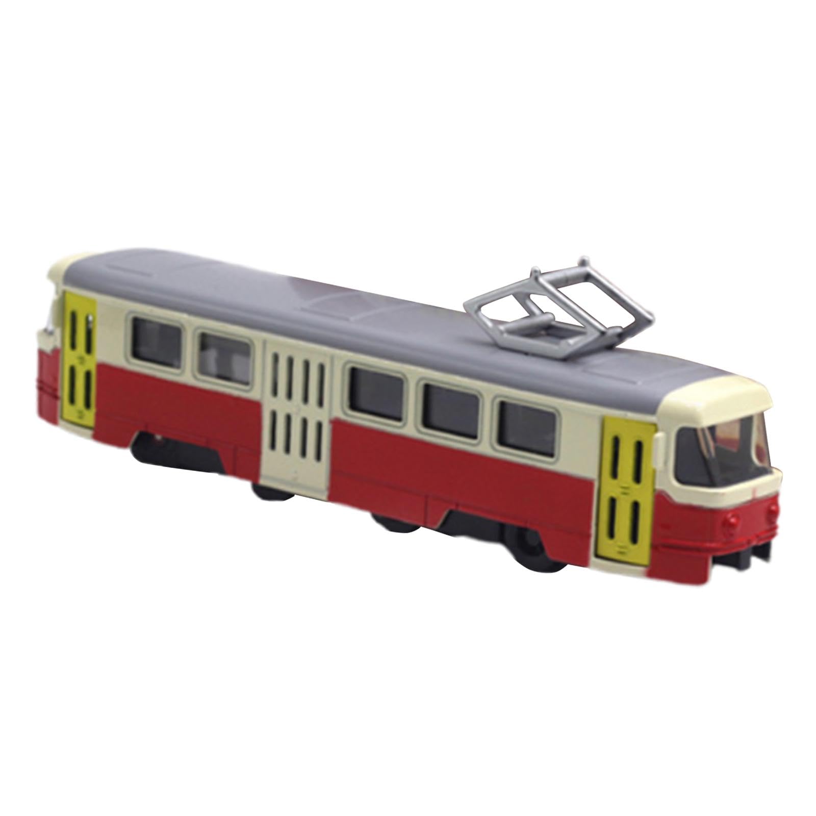 Tram Vehicle Model Toy 1/90 Collect with Sound And Light for Photography And Gifts, Red