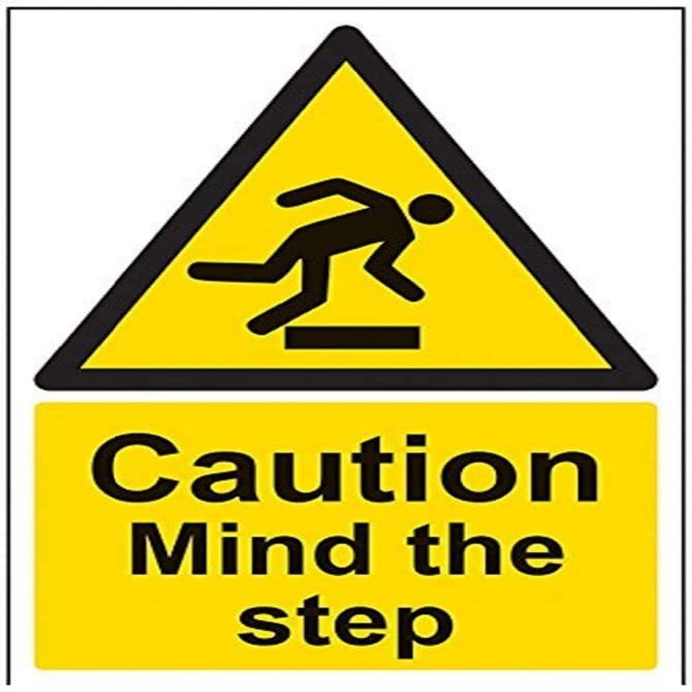 V Safety Caution Mind The Step Warning Sign - 200mm x 300mm - 1mm Rigid Plastic
