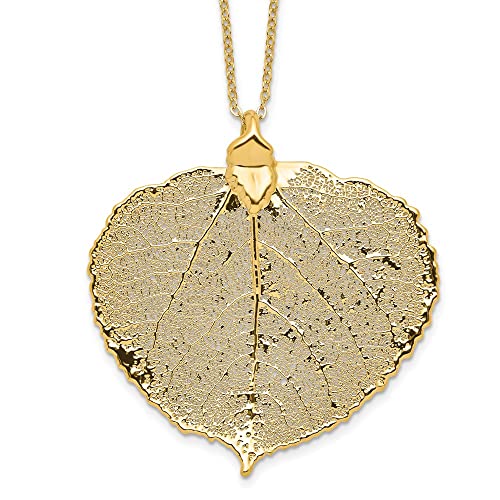 24K Gold Dipped Aspen Leaf with Gold-Plated Chain2