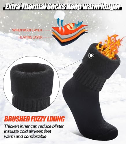Image of 3 Pairs Thermal Boot Socks for Women Men Ski Thick Winter Warm Insulated Heated Socks for Extreme Cold Weather