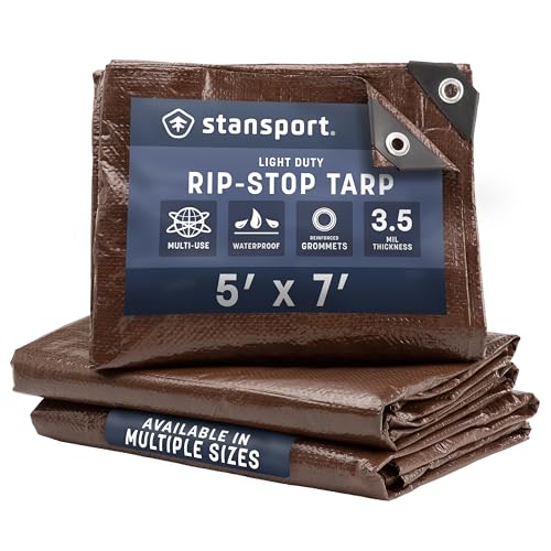 Stansport Light-Duty Rip-Stop Tarp 5' x 7' - Brown (U-57)
