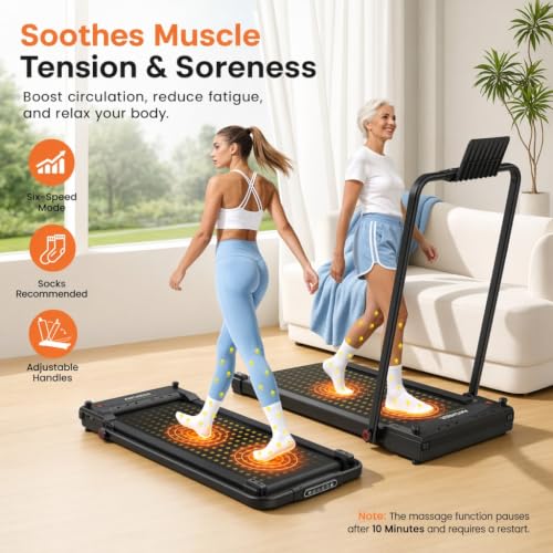 Image of FUNMILY Incline Walking Pad Treadmill with Handle Bar, Folding Treadmills for Home Small, 3.5HP Portable Treadmill with Desk, 350 lbs Weight Capacity, Walking Pad with Remote Control and LED Display