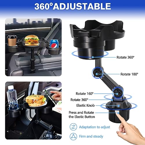 Idota Auto Getränkehalter Tisch mit Handyhalter, 3 in 1 Getränkehalter Auto Verlängerung 360° Verstellbares Becherhalter Auto Multifunktionstisch mit Antirutschmatte für Frites/Burger/Geldbörsen