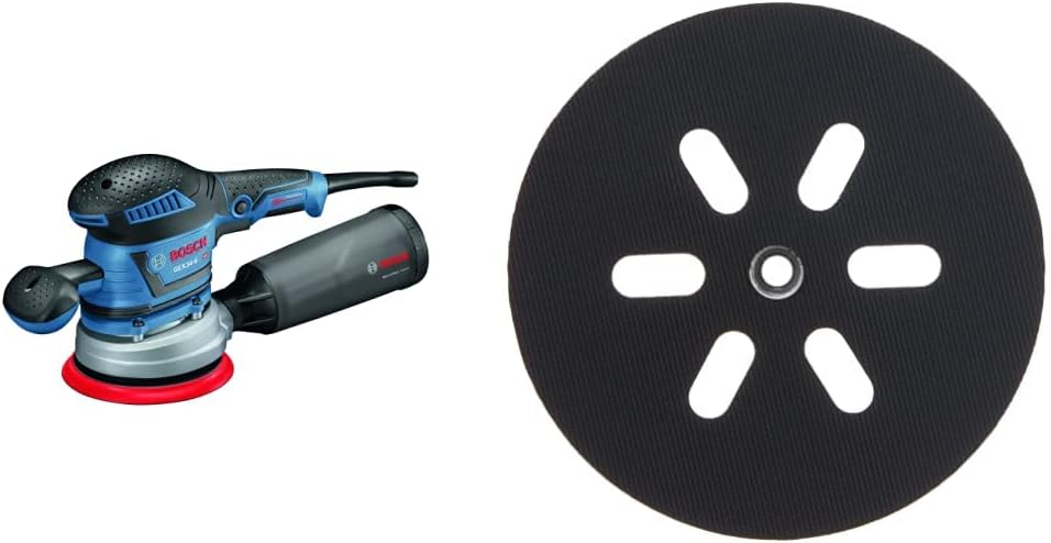 BOSCH GEX34-6N 6 In. Multi-Hole Random Orbit Sander/Polisher&BOSCH RS6046 Hard Hook-&-Loop Sander Backing Pad