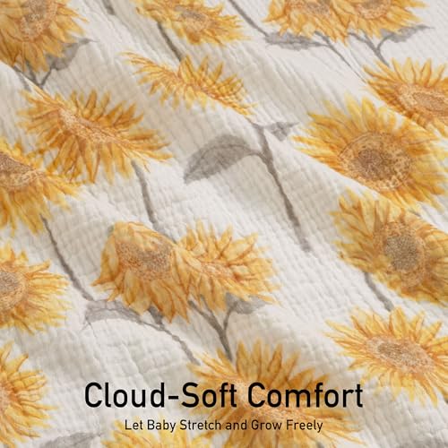 Image of Muslin Swaddle Blankets for Newborn, 3 Pack Breathable Soft Receiving Blanket, Large 38 x 40 inches Swaddle Wrap Burping Clothes, Essentials Infant Shower Items, Toddler Gift (Sunflower)