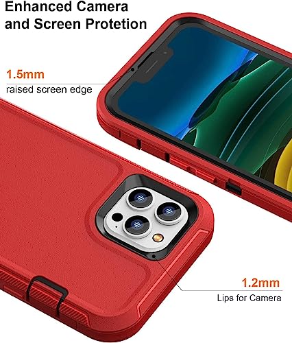 Feiyar Home Design For Iphone 11 Pro Max Case With 2 X Tempered Glass Screen Protector, Military Grade Full Body Drop Protective Shockproof Heavy Duty Case For Iphone 11 Pro Max 6.5 Inch (Red Back) #TOP3