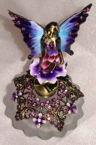 Welforth Jeweled Enchanted Purple Fairy & Flower Ornate Enamel Crystal Perfume Bottle #TOP2