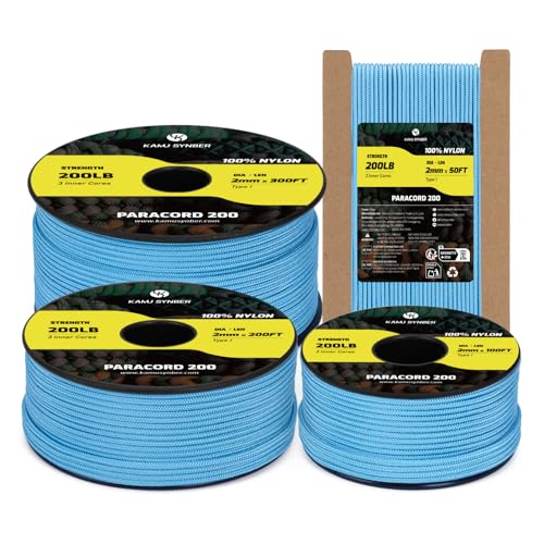 Kamu Synber Paracord 2mm 3 Strands 50ft Nylon Rope Type I Cord