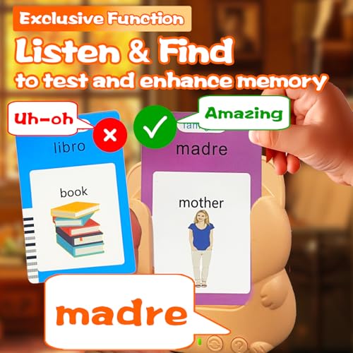 Talking Flash Cards for Kids - Italian Bilingual English Flashcard for Toddlers 3-12, Test Mode, 510 Sight Words, Audible Pocket Speech, Sensory Toys for Autism, Boys Girls Gifts (Italian) - Image 4