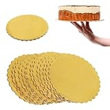 ケーキボード ゴールドケーキ型 使い捨てケーキラウンドベース 段ボールサークル ピザベーススタンド デザートやペストリー用 耐油性 耐湿性 クリスマス 誕生日 20枚パック (10インチ)