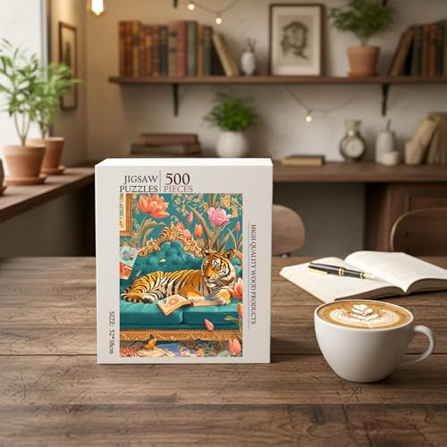 Rompecabezas de madera Tiger Reading para adultos, 500 piezas, arte mural, tamaño final: 20 x 15 pulgadas miniatura 3