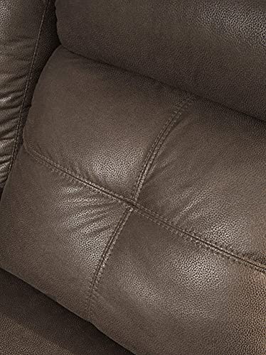 Signature Design By Ashley Jesolo Modern Faux Leather Manual Pull Tab Double Reclining Sofa, Dark Brown #TOP4