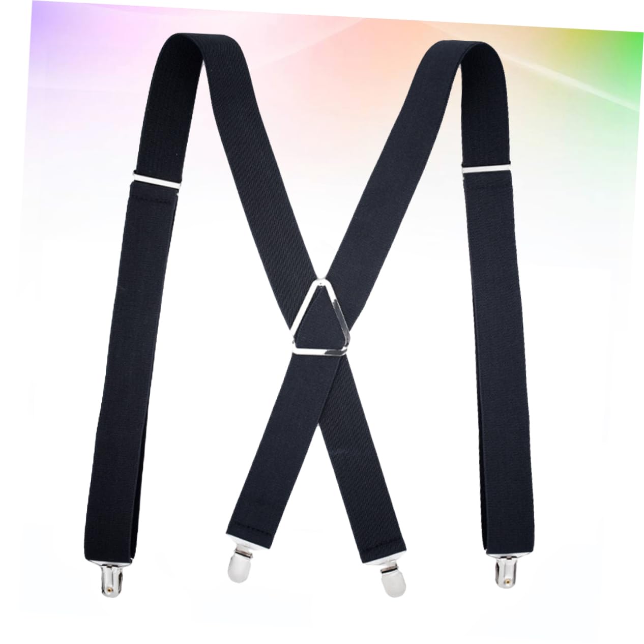 TOVINANNA 1pc X Shape Adjustable Suspenders for Men Heavy Duty Elastic Pants Straps with Strong Clips Fashionable Black Braces for Comfortable Fit and Use