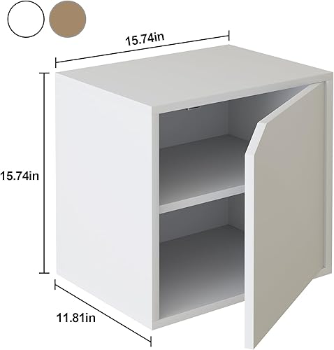 Miniatura 3 de Dueatib Cubo de almacenamiento con 2 neumáticos, estante de almacenamiento apilable blanco con puerta, organizador de cubículos, estante de