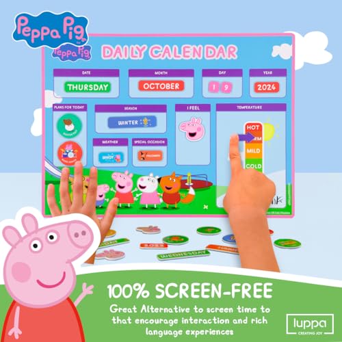 Image of Peppa Pig My First Magnetic Calendar for Kids - Engaging Learning, Reusable Schedule, and Fun Chore Chart - Colorful Daily Routine! Perfect for Wall or Fridge, Preschool Learning, and Classroom Fun!