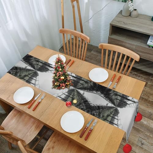 Chemin de table imprimé clôture militaire pour salle à manger et table basse - 8