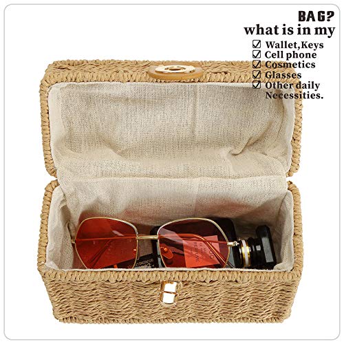 So'each Women's Straw Purse Handbag Wicker Square Crossbody Rattan Bag Boho Crossbody Bag2