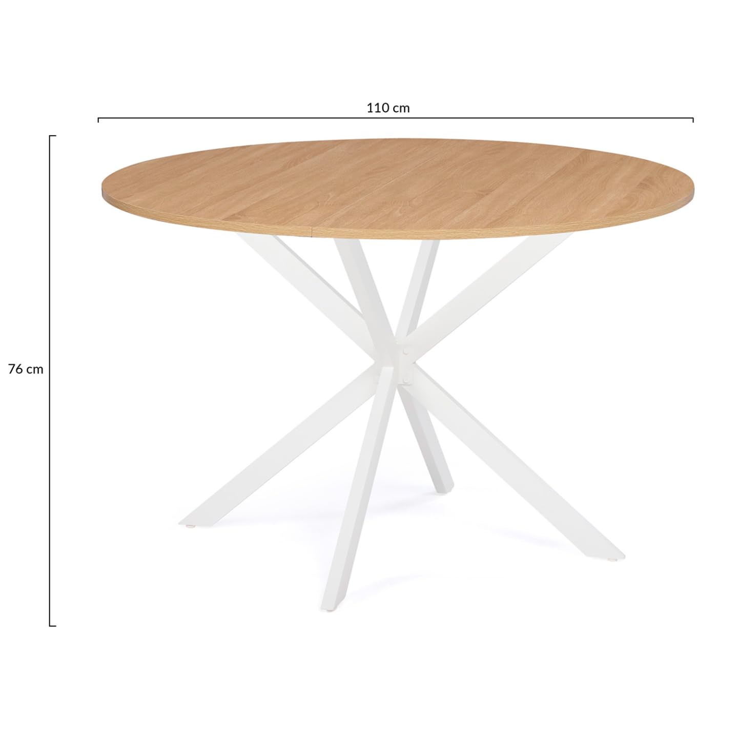 IDMarket - Table à Manger Ronde Alix 6 Personnes Pied araignée Bois et Blanc 110 cm