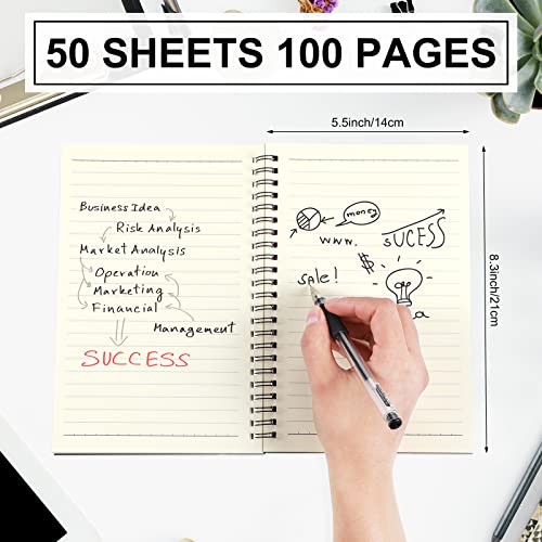 Image of Yahenda 200 Pcs Spiral Notebooks,1 Subject,Wide Ruled, Black | A5 8.3 x 5.5 Inch,100 Pages 50 Sheets Lined Notebooks,Soft Cover Journals for Students,Back to School Supplies