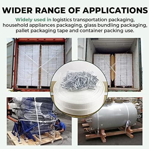 Woven Cord Strapping with Buckles Kit, 1000kg Break Strength, 19mm x 100M Woven Cord Polyester Strapping Roll with 50pcs Reusable Buckles for Packing