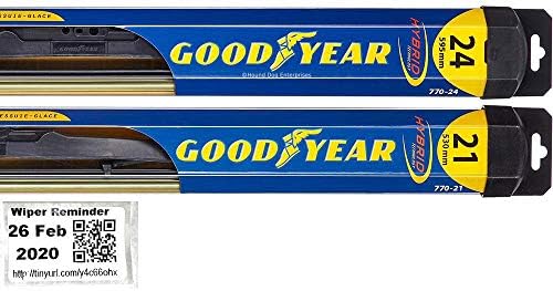 Hybrid - Windshield Wiper Blade Set/Kit/Bundle for 2011-2017 Dodge Charger - Driver & Passenger Blades & Reminder Sticker