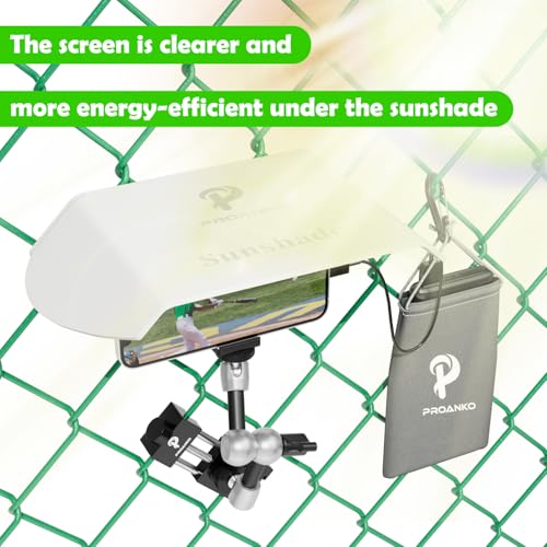 Proanko Fence Mount for Mevo Start, GoPro, Phones, Comes with Shade and Carrying Pouch Mounting Kit for Recording Baseball,Softball and Tennis Games (N8 Pro)