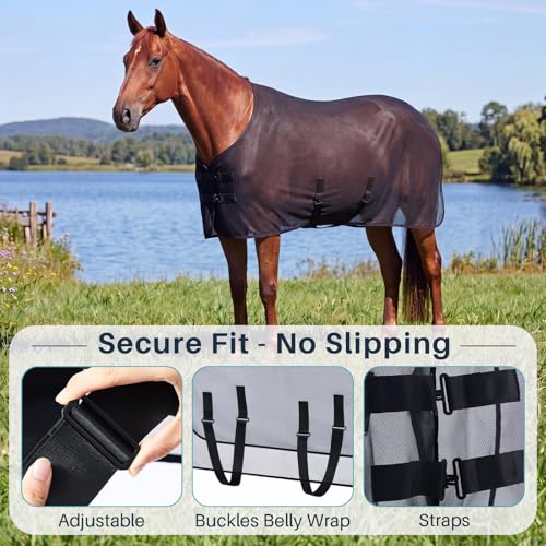 Manta transpirable para caballo Hsei contra el calor de verano con ajuste seguro 6