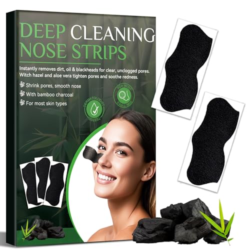 HuakChai Blackhead Remover Strips 80 PCS Charcoal Nose Strips for Face Pore Care Deep Cleansing Nose Pore Strips for Dirt and Impurities Skincare Gift for Men and Women Suitable for All Skin Types