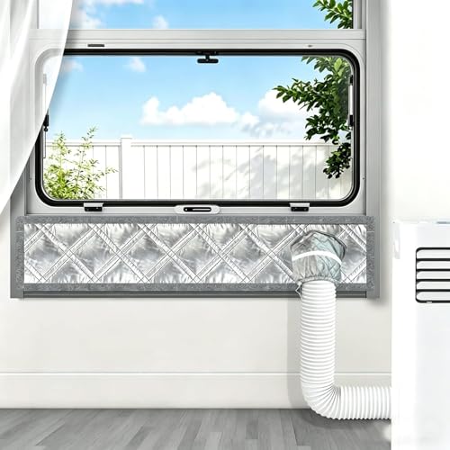 Aozzy 100cm Fensterabdichtung für Mobile Klimageräte 3-lagig verdickt mit Alubeschichtung&Watte&Oxford-Stoff Abdichtung 100% luftdicht wärmeisolierend keine Kaltluftverluste maximale Kühlleistung