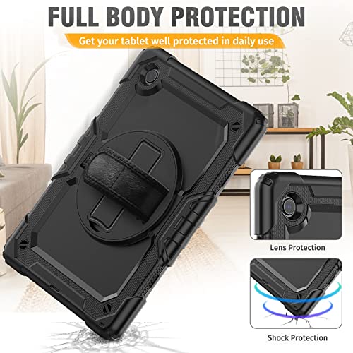 SEYMCY Case for Samsung Galaxy Tab S6 lite 10.4 Inch 2024/2022/2020, Full-body Shockproof with Screen Protector, 360° Rotating Hand Strap & Stand, Shoulder Strap for Samsung S6 Lite Tablet, Black - Image 6