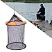 kowaku Float Fish Basket Coated Netting Accessory Drawstring Closure Portable Fishing Cage Foldable for Crayfish Live Caught, 33x35cm