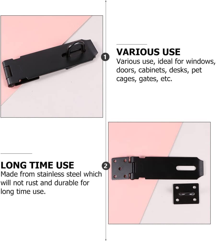 Cerrojo de acero inoxidable resistente para puerta corrediza, fácil instalación, pestillo seguro para puerta delantera, ventana, juego de 2, ideal para seguridad del hogar y hotel (negro, 7,6 cm)