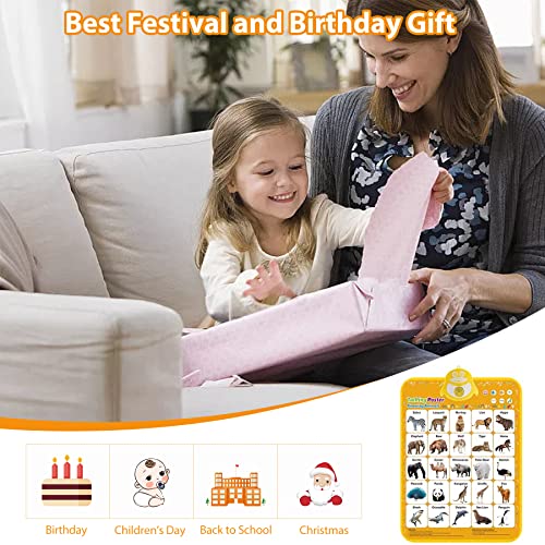 Tikutku Interactive Electronic Animal Wall Chart, Talking Animals&Animals Real-Life Sound Educational Poster For Kids, Preschool Learning Toys For Toddlers, 4 5 6 Year Old Toddler Boys Girls Toy #TOP4