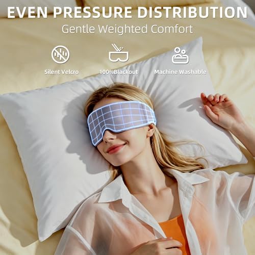 Weighted Eye Mask for Sleeping, Reversible Cooling Silk & Soft Velvet Sleep Mask, Blackout Eye Mask for Dry Eyes, Travel, Nap and Relaxation, Gifts for Women and Men, Grey — 사진 3