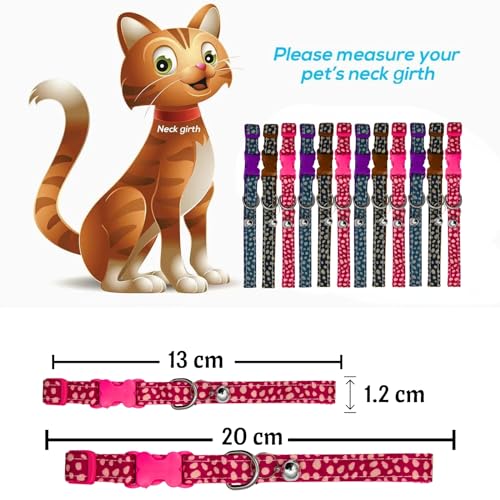 Image of Emily Pets Cat Collars with Bells - Breakaway Kitten Collar and Adjustable 5.1-7in,Cute Kitty Collar for Girl Boy Cats,Pet Gifts,Accessories,Supplies,Stuff (Color May Vary)