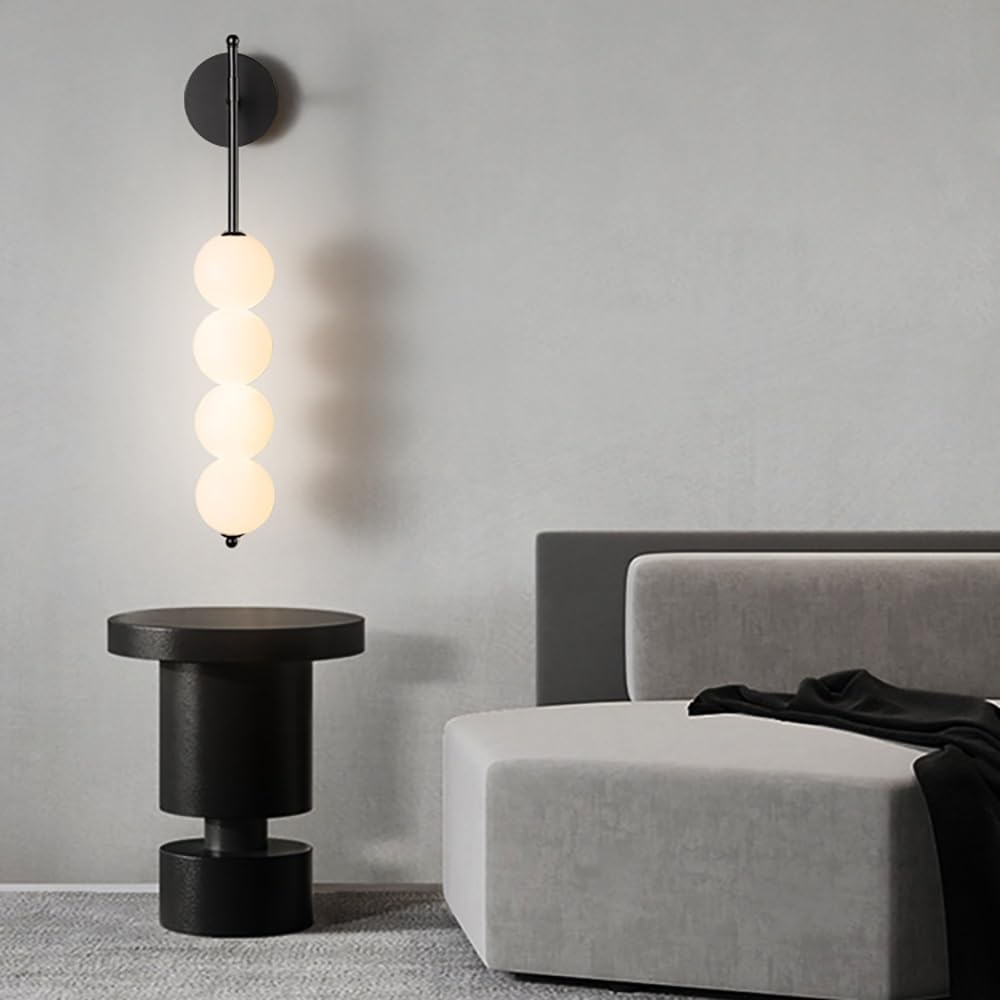 Nowoczesna pionowa lampa ścienna LED, styl skandynawski, 4 światła, perłowy styl liniowy, możliwość ściemniania, idealna do sypialni lub salonu.