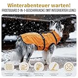 OneTigris Hundejacke, Wasserdichter Winterweste Jacken Hundemantel Mit Bediengriff, Bequeme Ausscheidung, Reißverschluss und Elastisches Design, Einfaches An-und Ausziehen, Reflektierend,M,Orange
